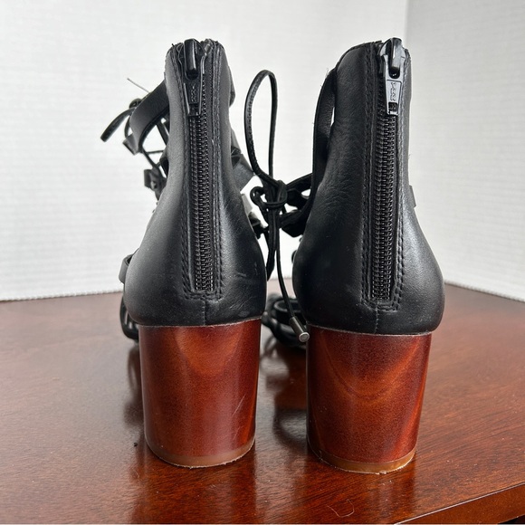 ALDO Black Leather Myssi Lace-up Block Heel Sandals - Picture 3 of 12